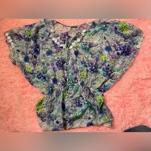 Glamourpuss NYC Floral Print Lightweight Blouse / Tunic Top m/l